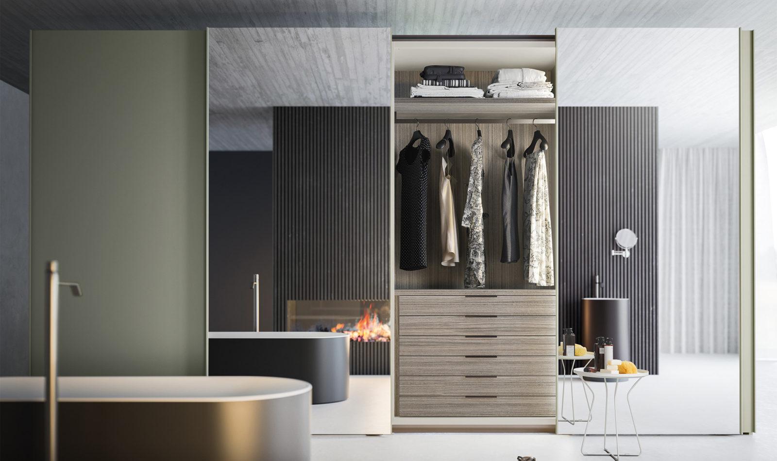 VISION Modular lacquered wardrobe with drawers