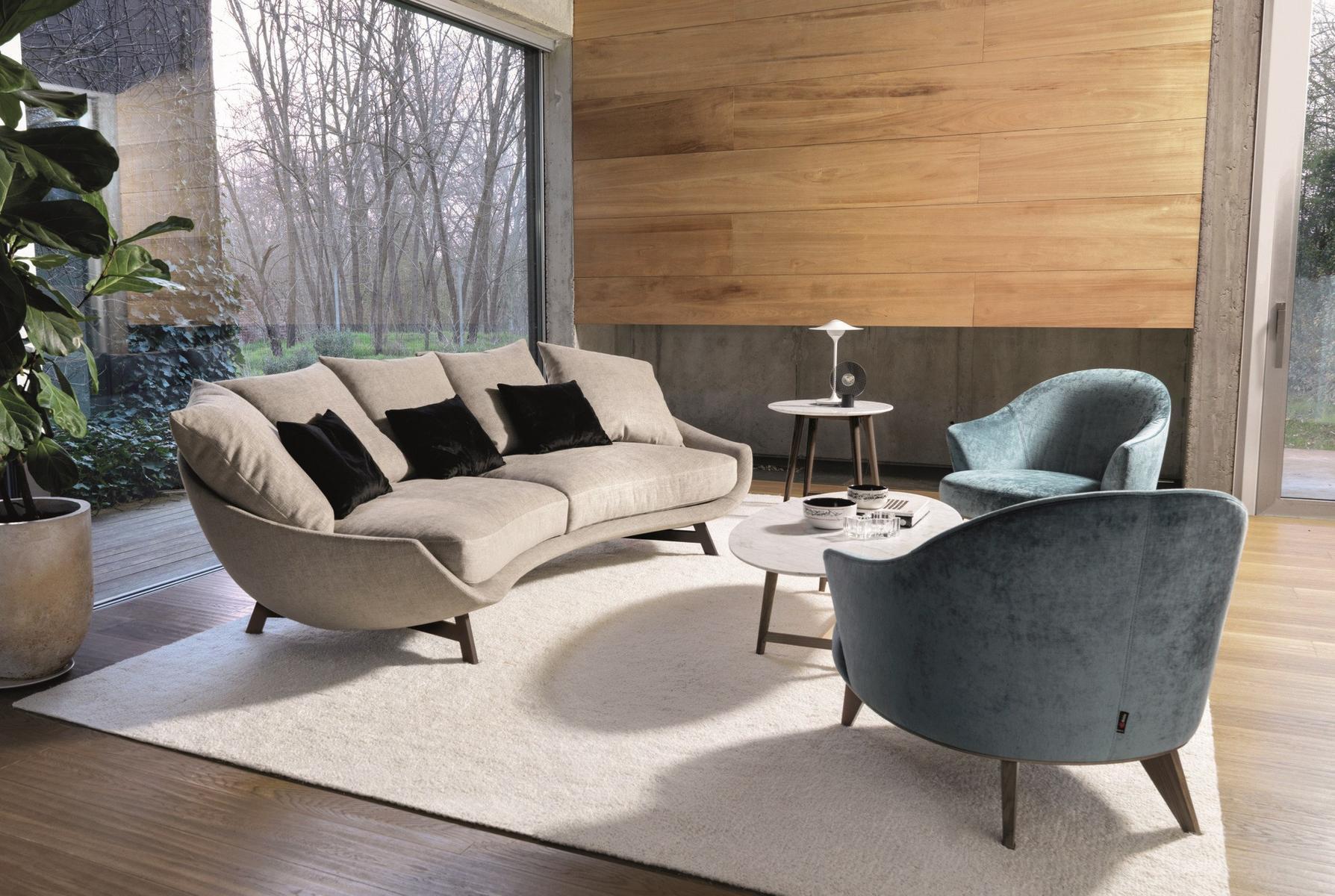 ALASIA Fabric armchair with removable cover with footstool