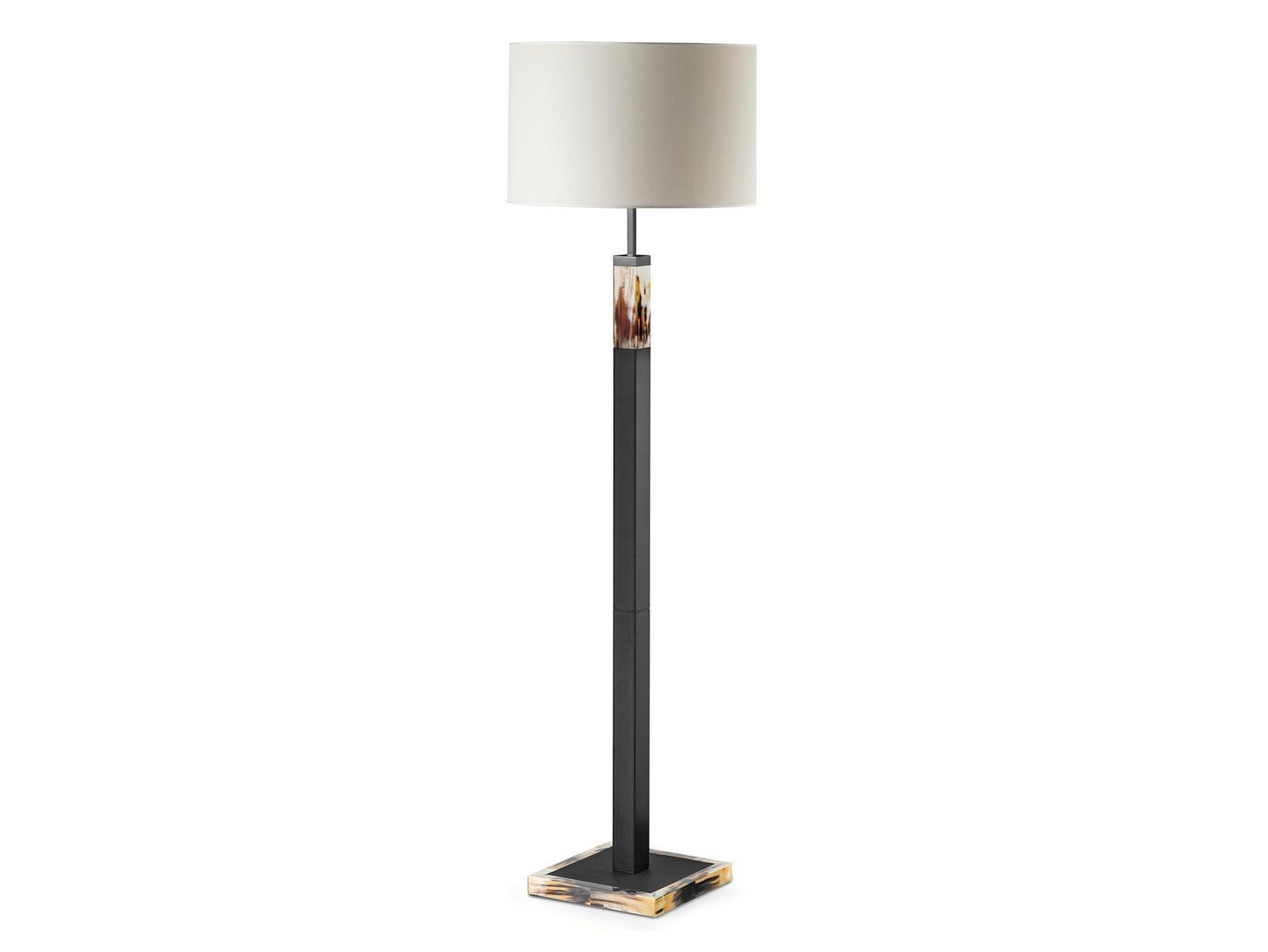 ALMA 2310 Leather floor lamp with horn inserts