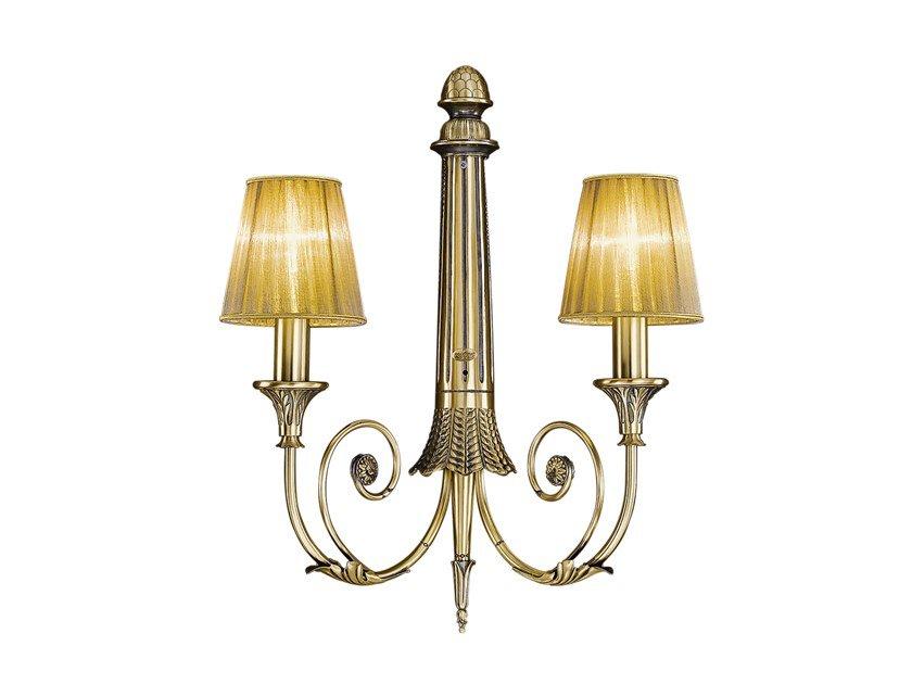 DAFNE 1591/A2 Antique Brass wall lamp with organza shades