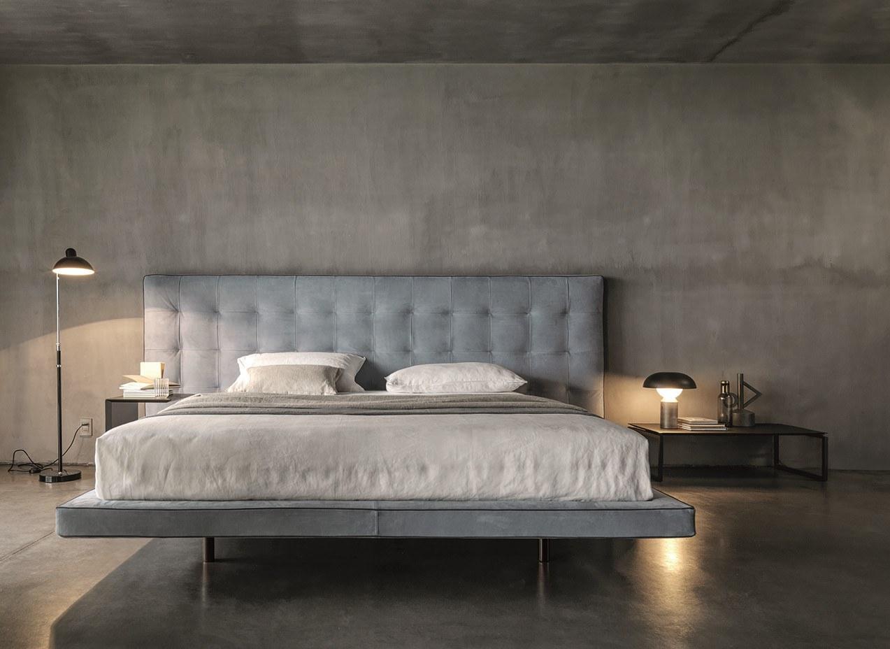 LUDWIG Fabric double bed with tufted headboard