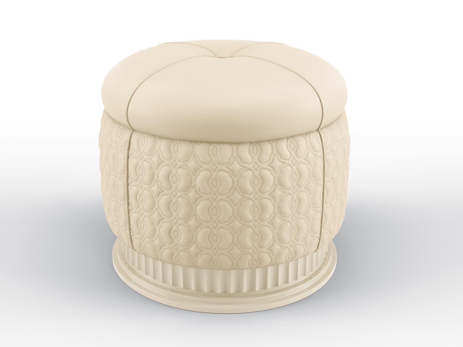 MOON WALT Round leather pouf