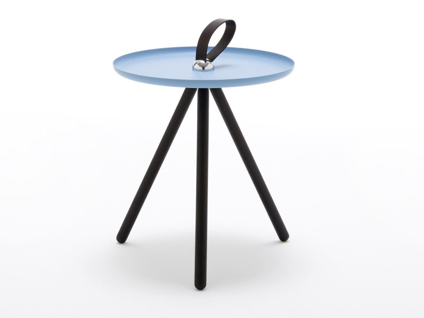 973 Round wooden side table