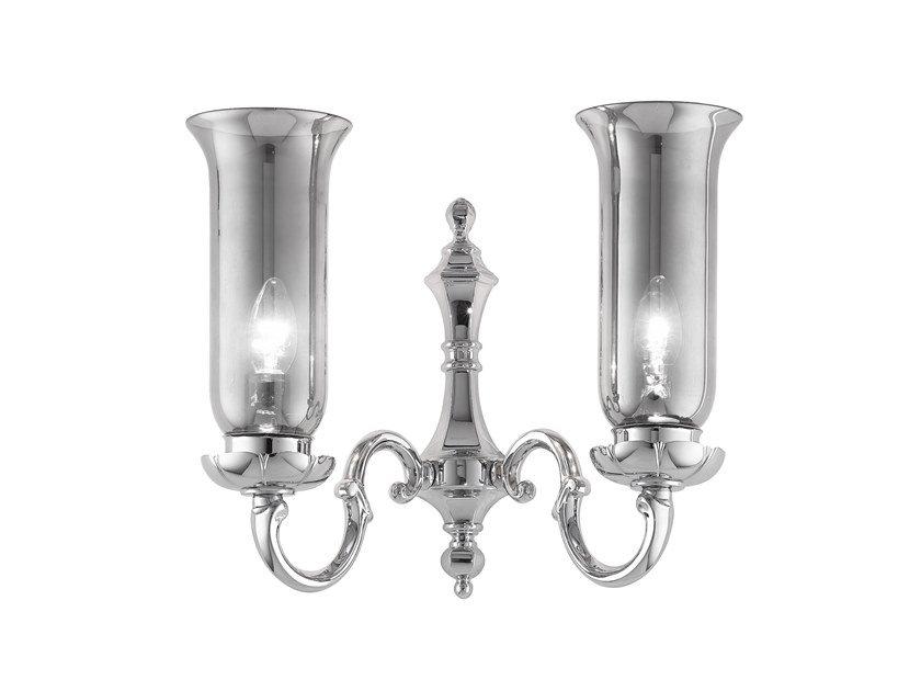 OSCAR 180/A2 Polished nickel wall light with platinum glass