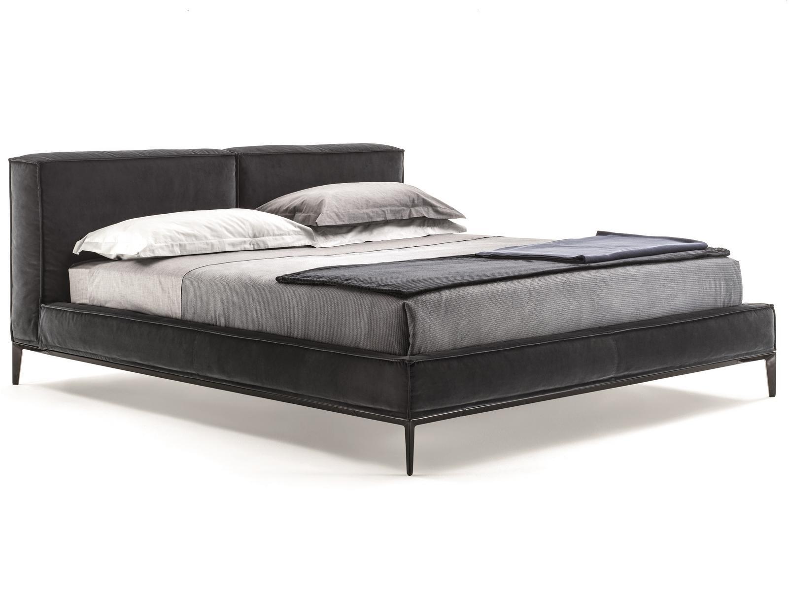 TAYLOR Fabric bed with upholstered headboard