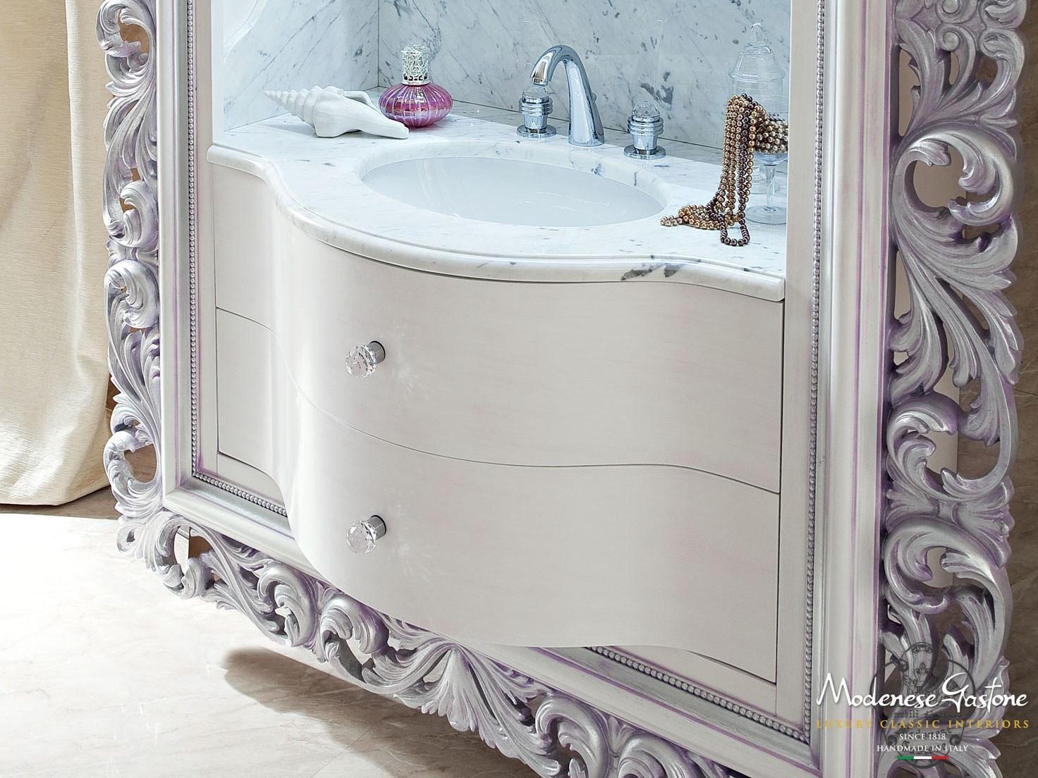 13698 Wall-mounted vanity unit with drawers with mirror