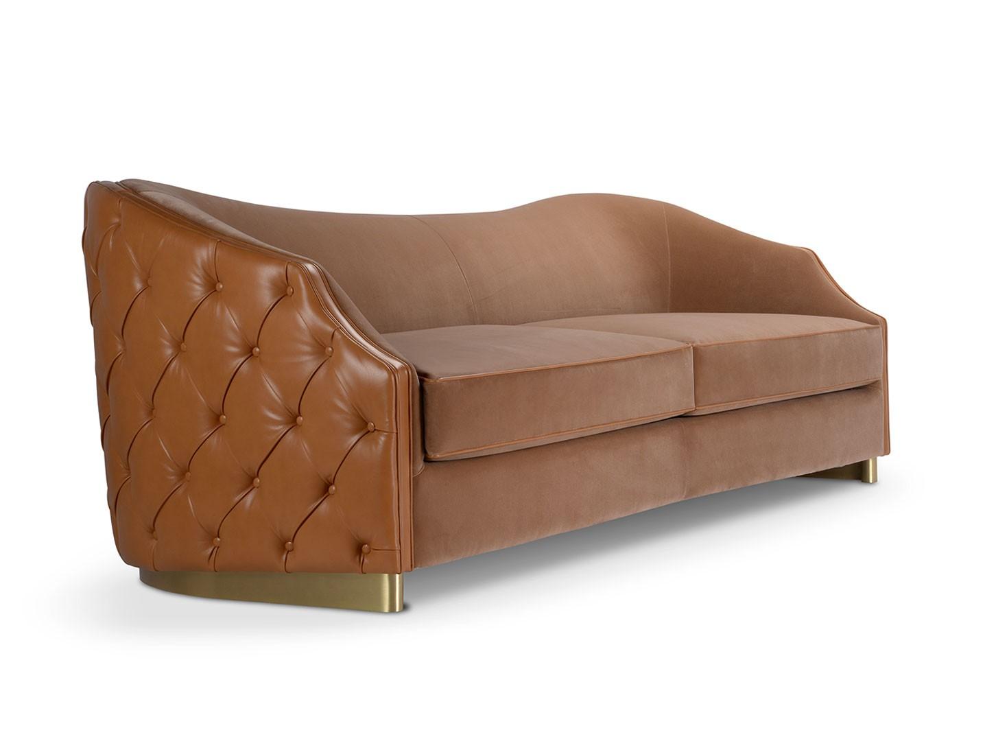 CLEIO Tufted 3 seater leather sofa bed