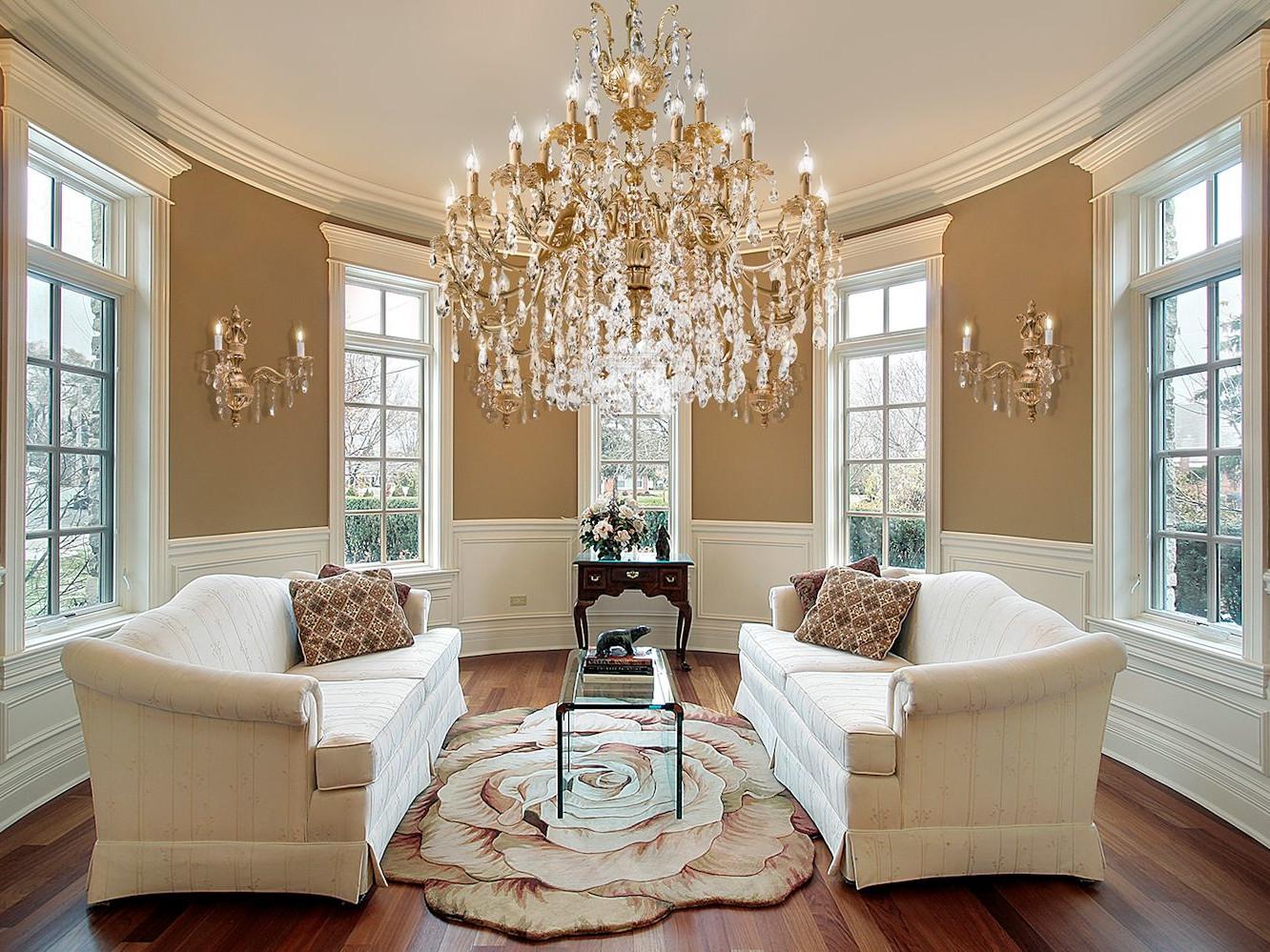 NUR 230/16+8-SH/G Sanded gold plated chandelier with Schoeler crystals
