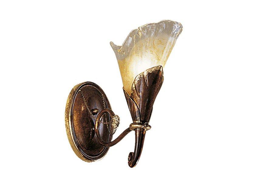 CREAMY 315/A1 Rust/gold leaf wall light with amber glass