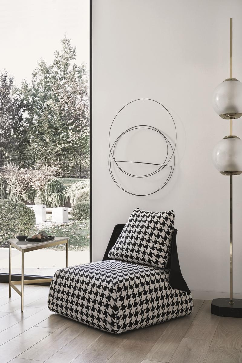 BUTTERFLY Upholstered fabric armchair with removable cover