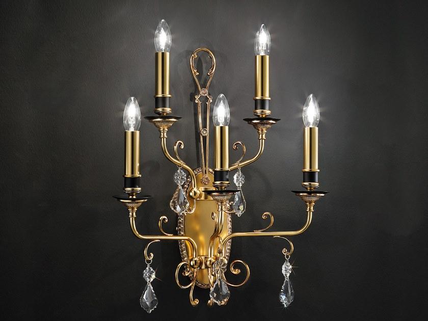 ODESSA A5 Incandescent brass wall lamp with crystals
