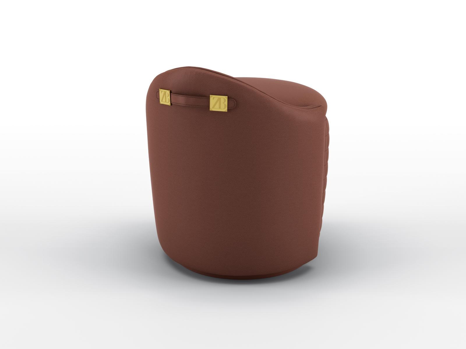 KIMBERLY Round leather pouf