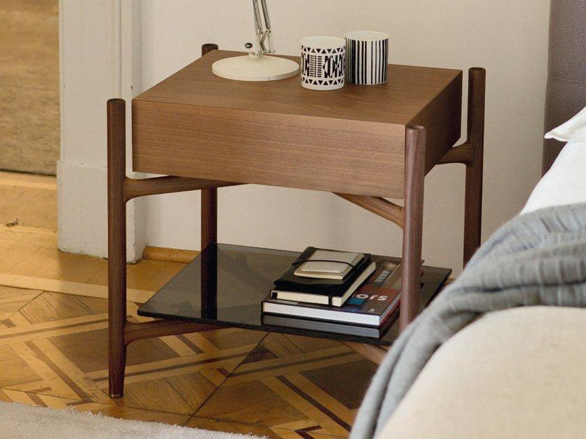 REGENT Rectangular wooden bedside table with drawers