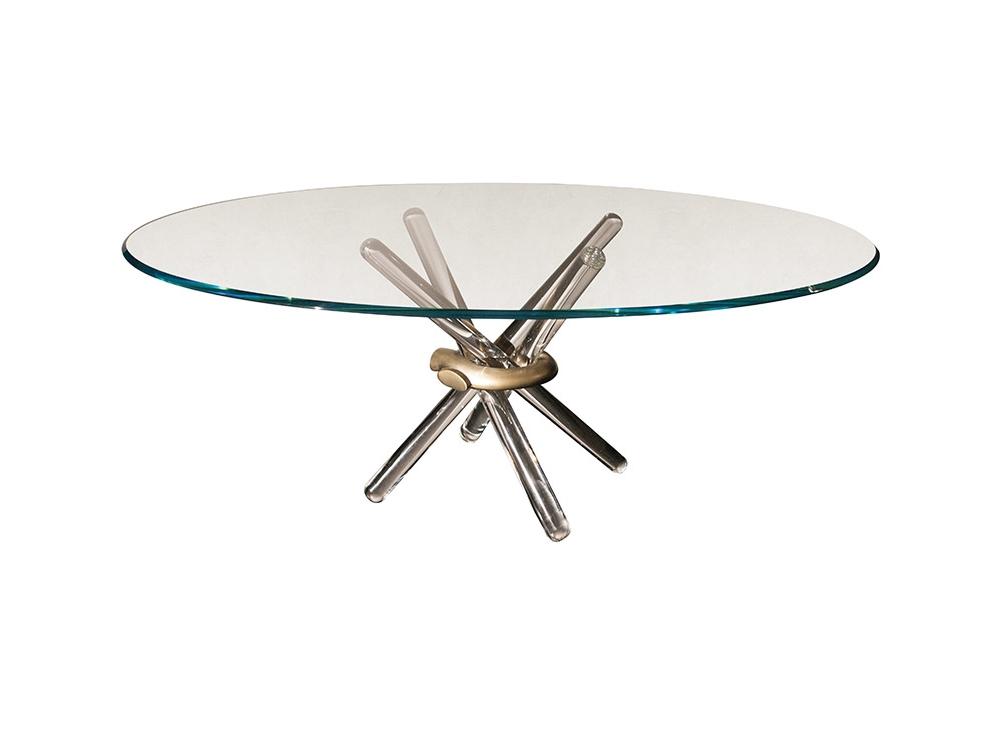 ARLEQUIN Round glass dining table