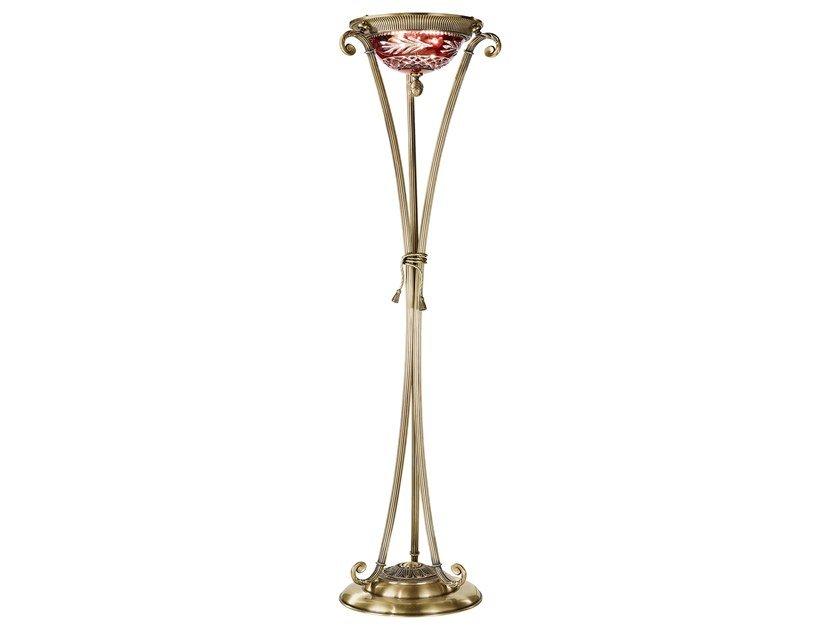 CLARISSA 4500/P Antique brass finish floor lamp with red crystal