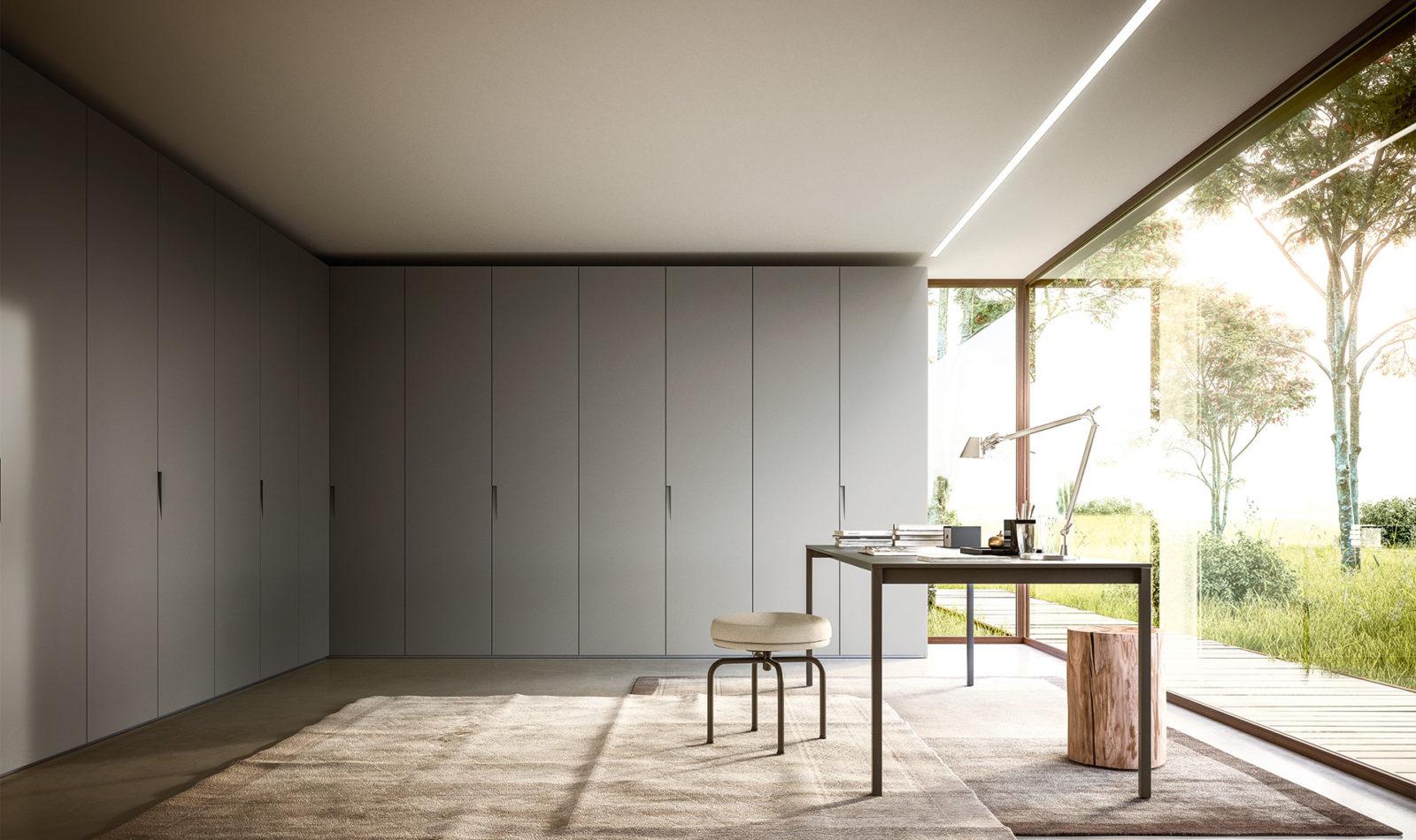 SLIVER Modular lacquered wardrobe with doors