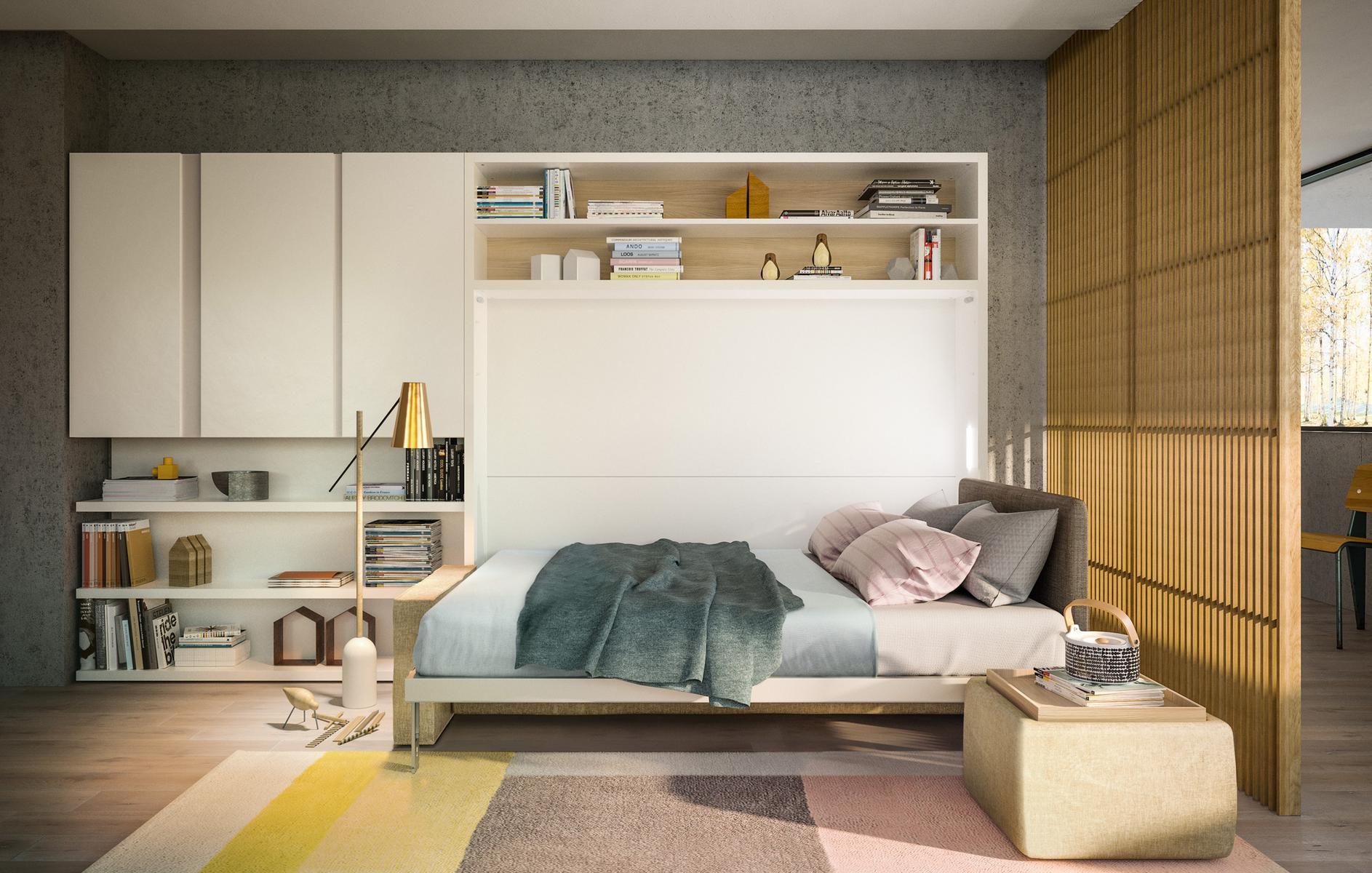 CIRCE SOFA Storage wall with fold-away bed