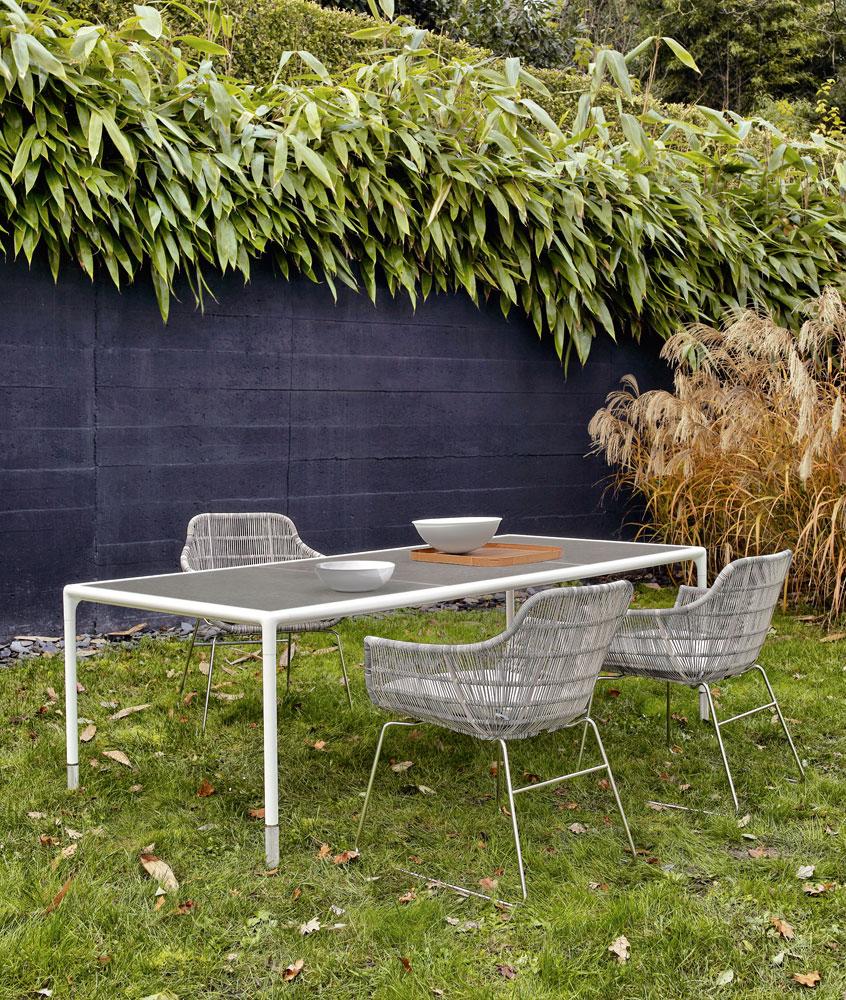 CRINOLINE Sled base polyethylene garden chair with armrests