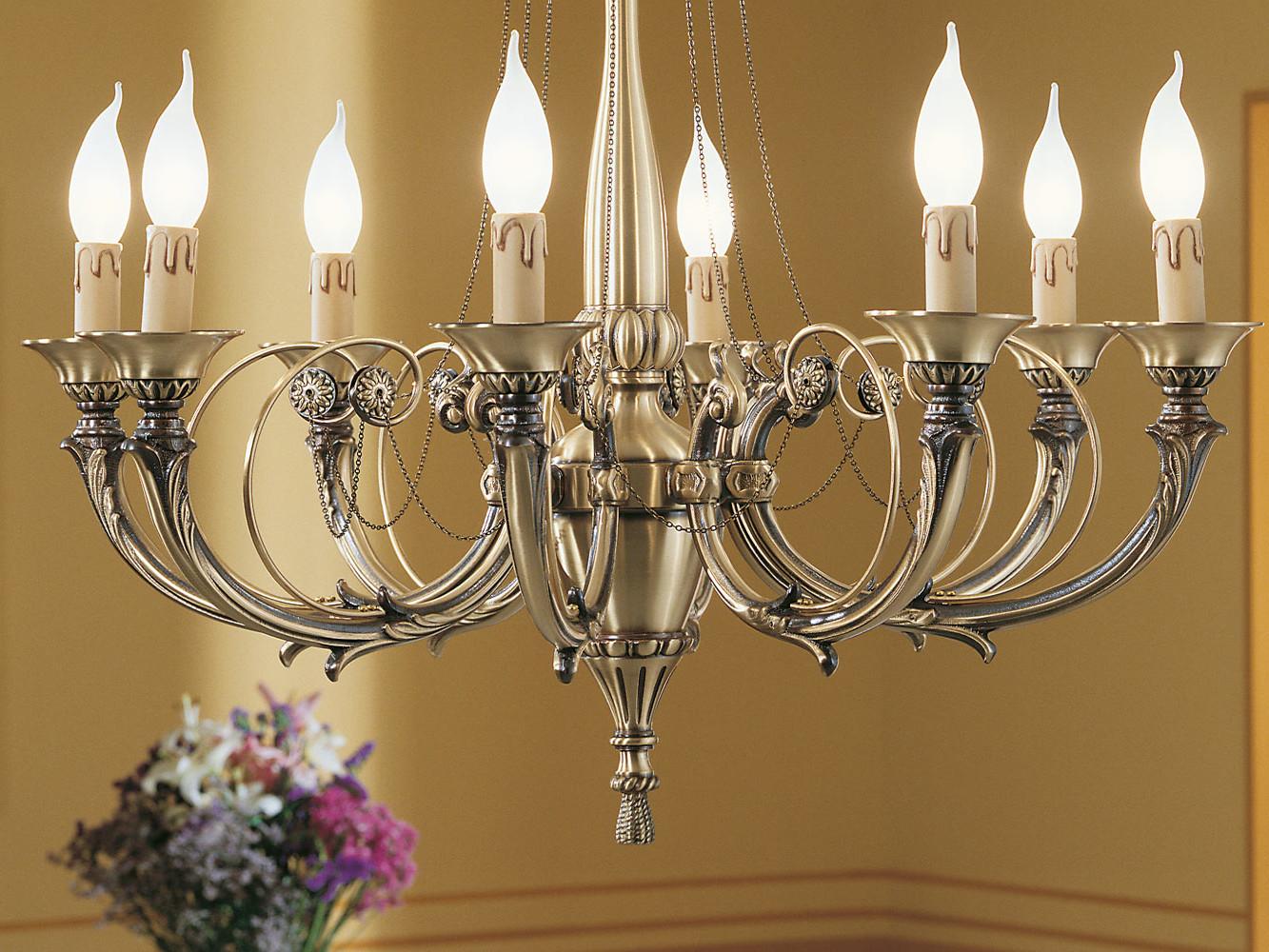 GINEVRA 858/8 Antique Brass chandelier
