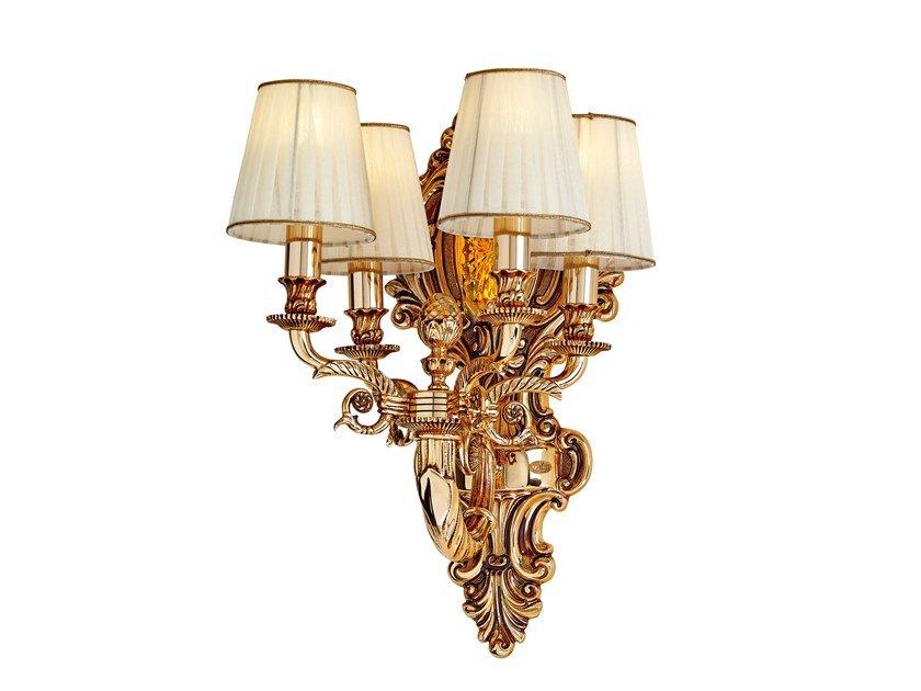 AMBER 431/A4 Shaded gold plated wall light with crystal and shades