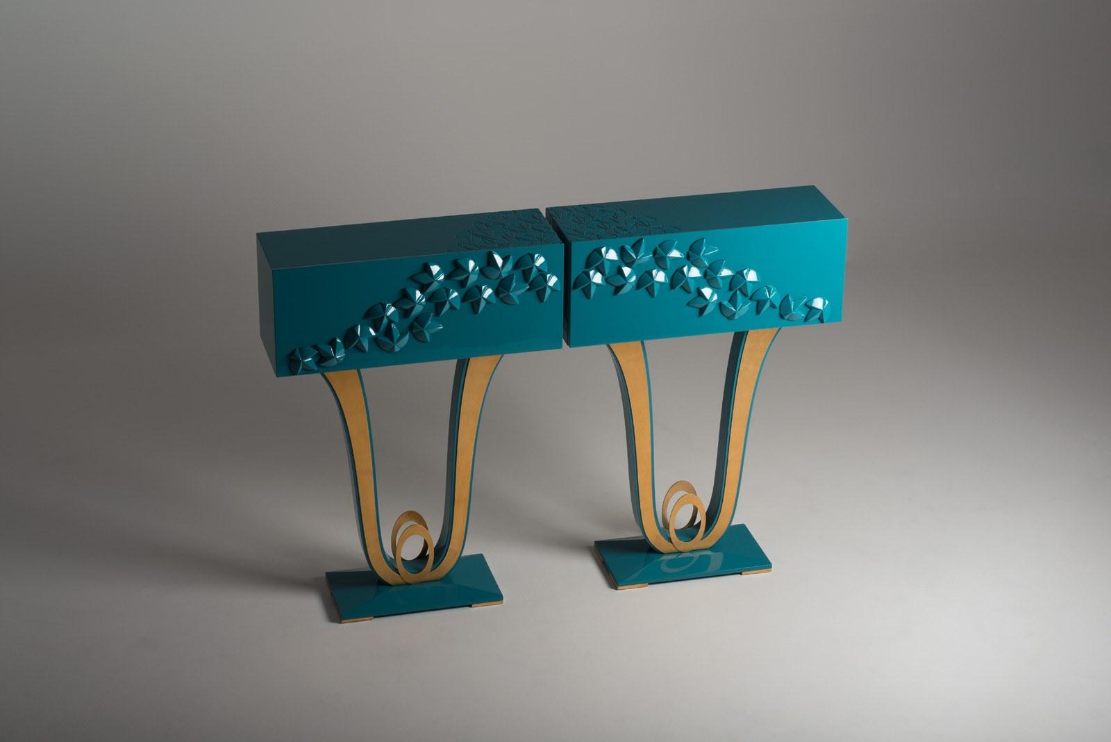 MIMOSA BABY Rectangular wood veneer console table