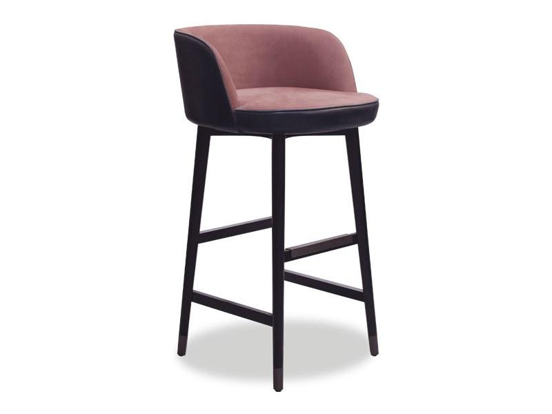 COLETTE High leather stool with footrest