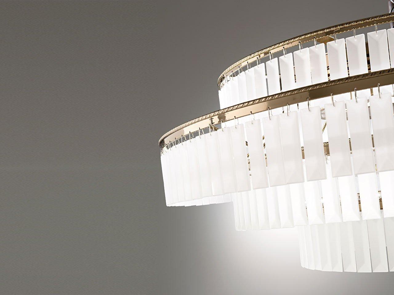 CHARLES LED etched glass pendant lamp with crystals