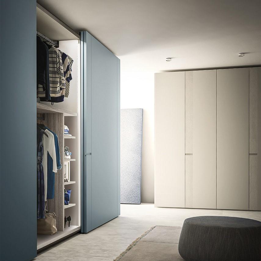 STRIP Modular veneer wardrobe with coplanar doors