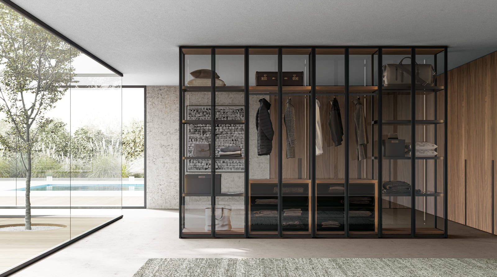 GLASS ALL Corner melamine closet