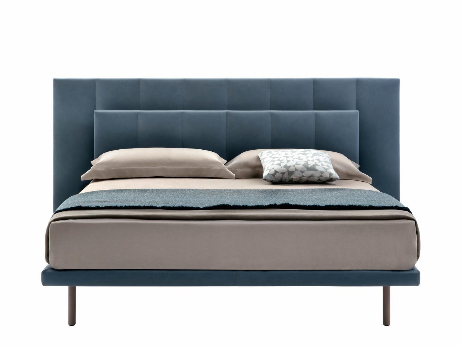 GRANGALA Fabric or leather double bed with upholstered headboard