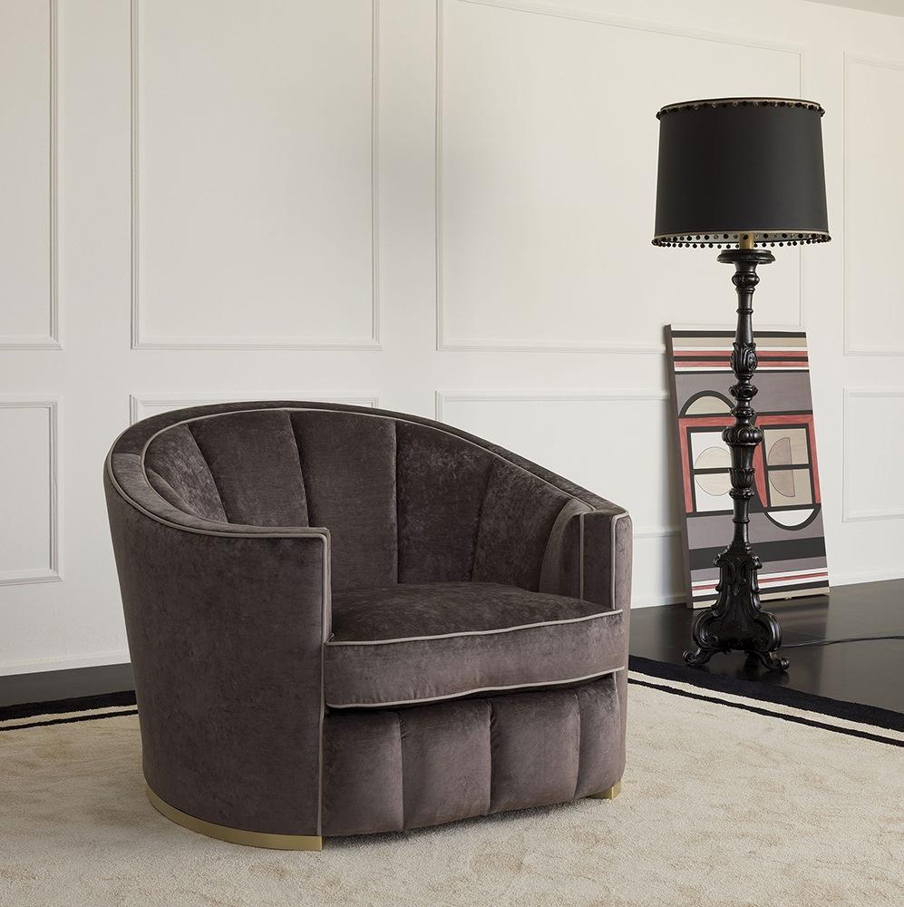ELIODORO Curved velvet sofa