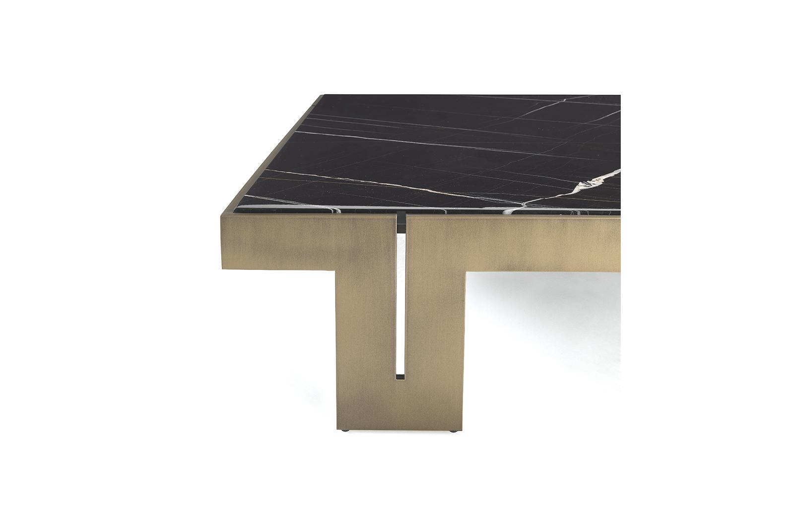 DISTRICT VII Low square Sahara Noir marble and metal coffee table