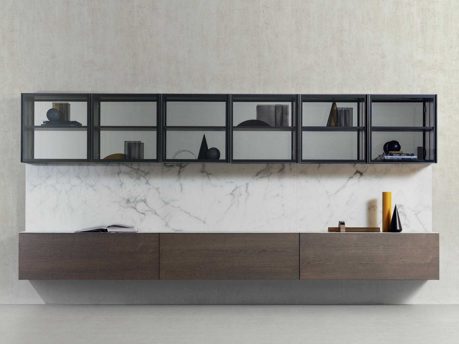SPAZIO 03 Sectional marble and wood storage wall SPAZIO 03 Sectional marble and wood storage wall
