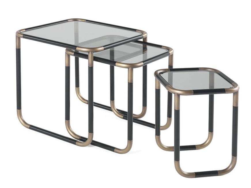 PIGNETO Coffee table in metal and smoky glass