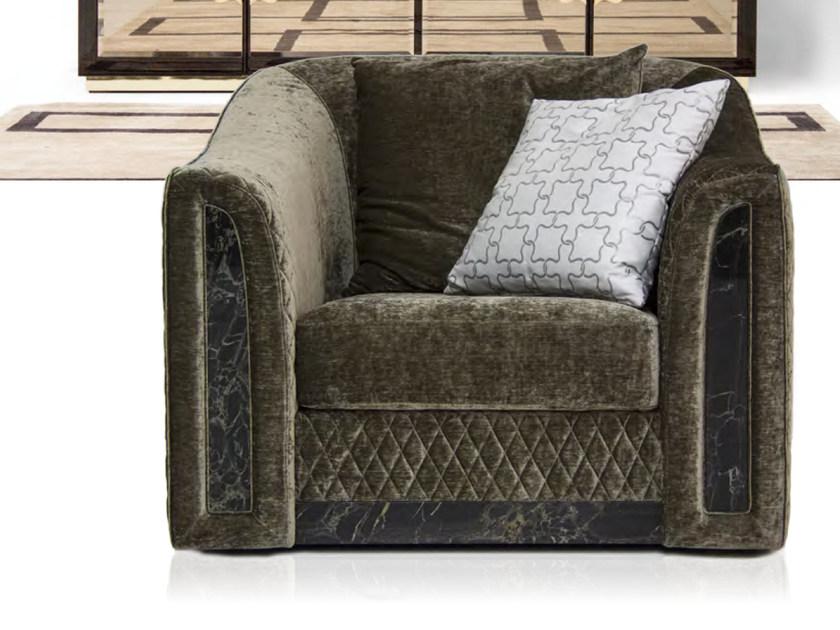 ROYAL Upholstered velvet armchair with armrests