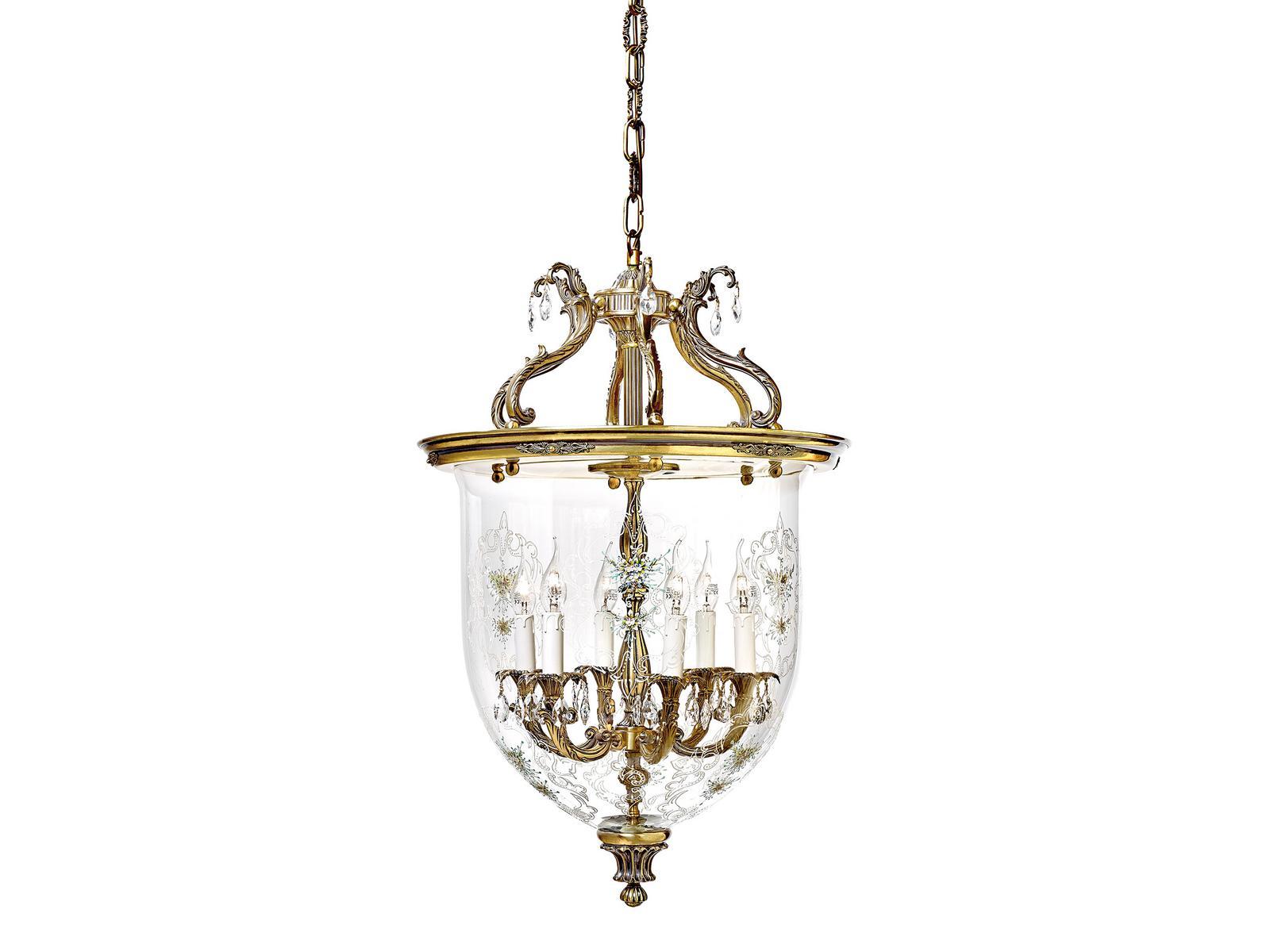 VICTORIA 1975/6-SH Antique Brass pendant lamp with Schoeler® crystals