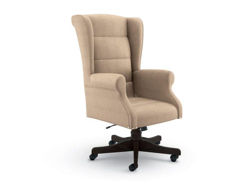 4081 Height-adjustable leather executive chair with 5-spoke base