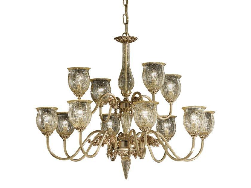 AMANDA 227/8+4 French gold finish chandelier with amber crackle glass