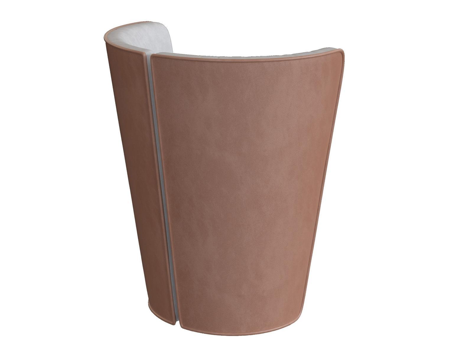 BARREL Leather easy chair with armrests