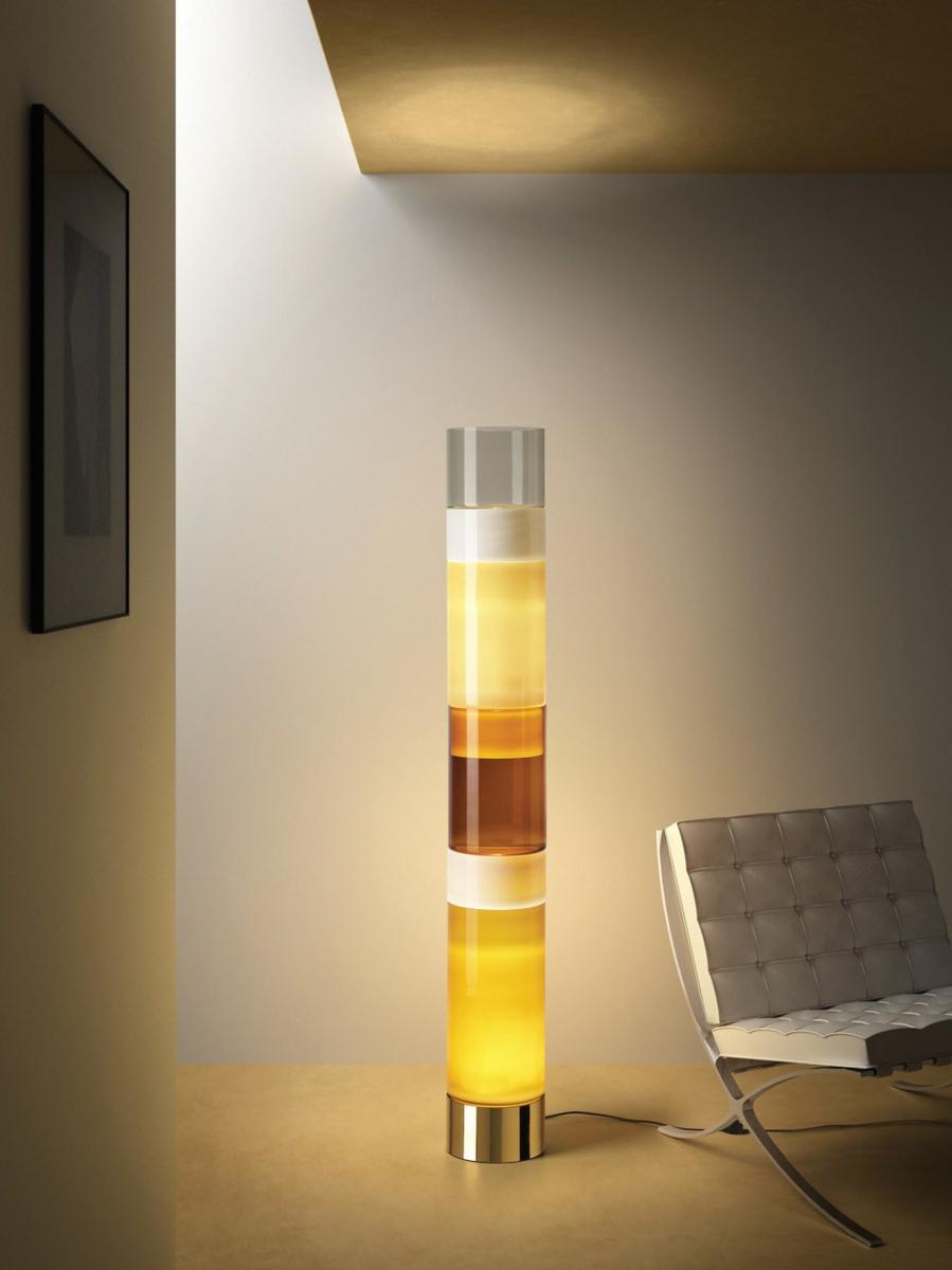 STACKING C LED metal and blown glass floor lamp