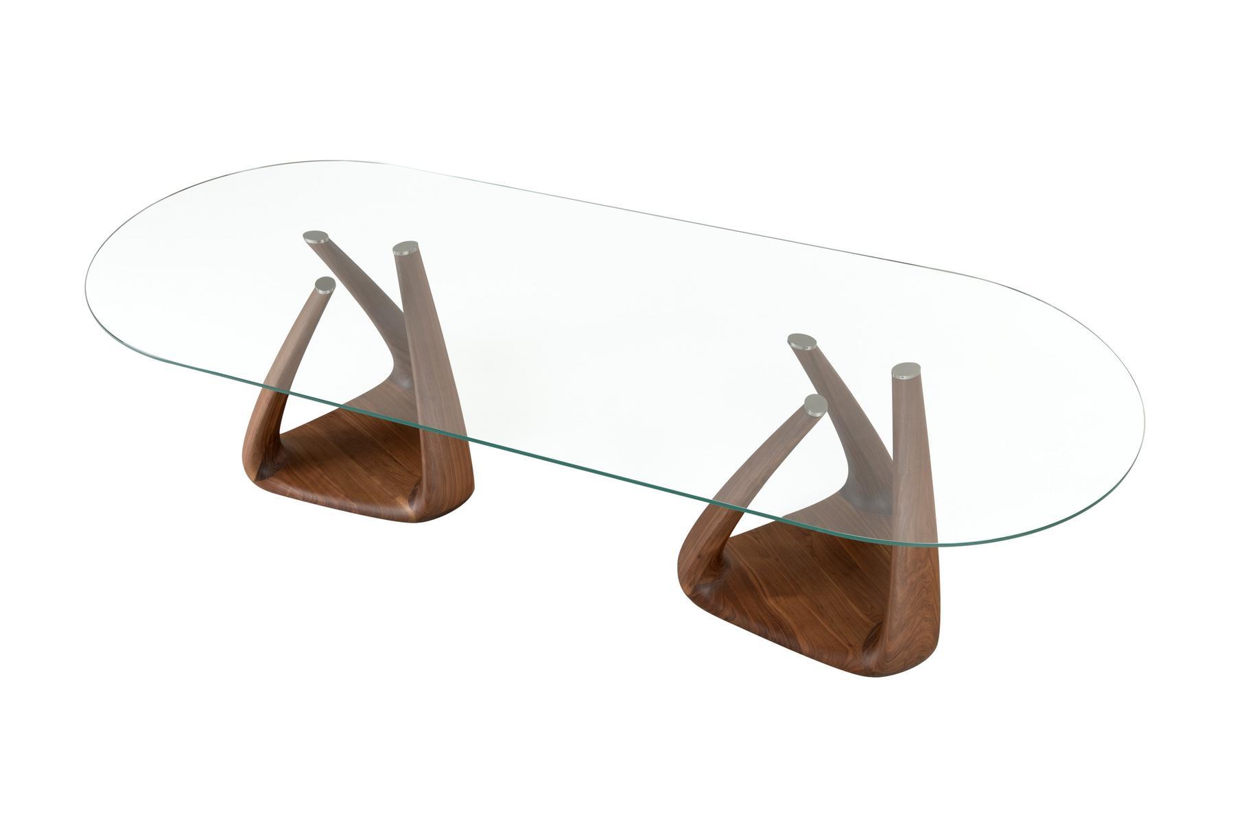 BIG RIZOMA Oval glass table and walnut base