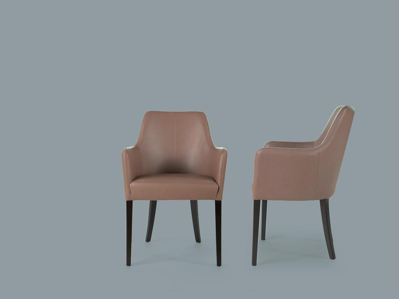 EMILY Upholstered leather chair with armrests
