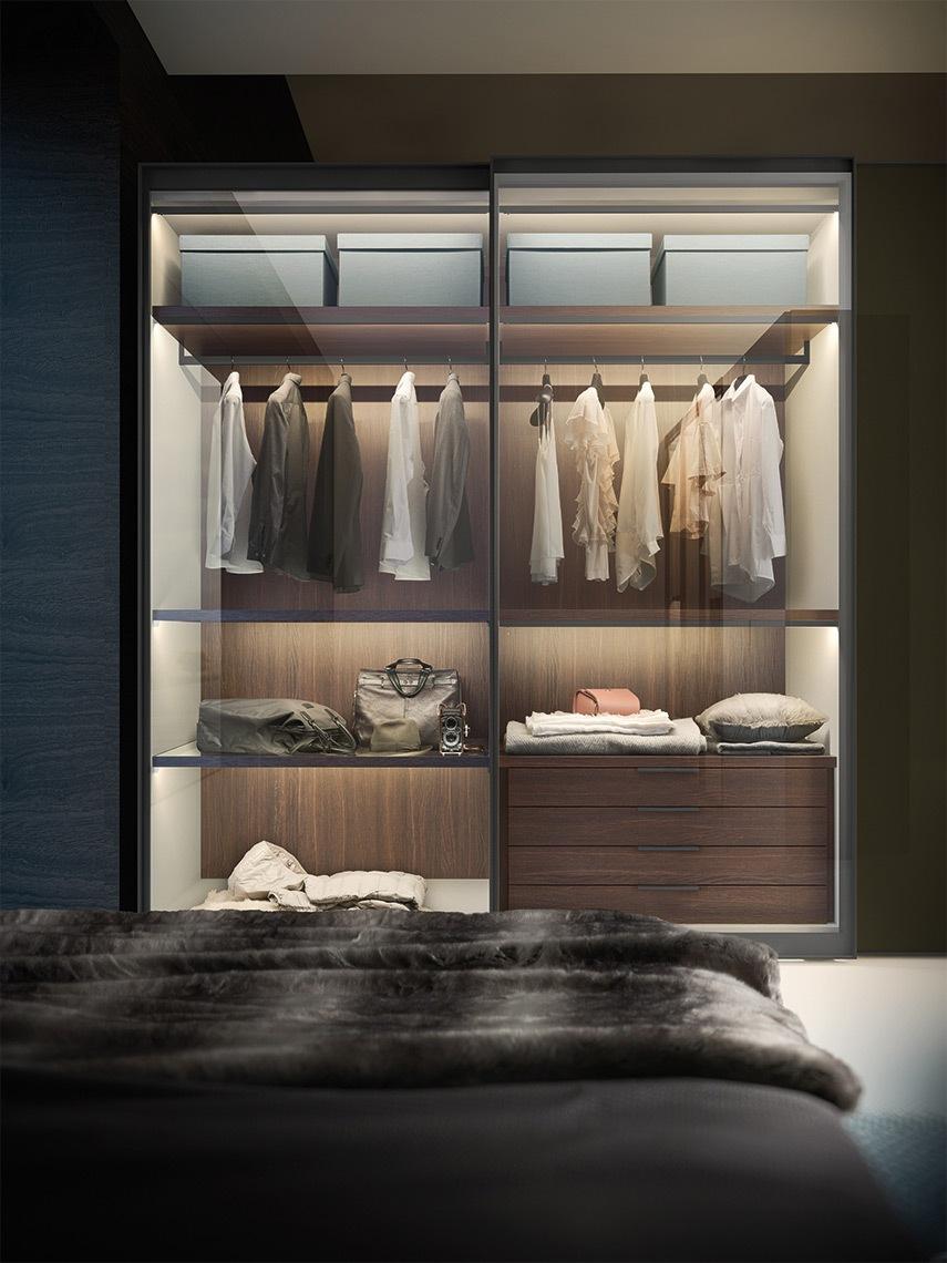 DISPLAY Modular lacquered wardrobe with doors