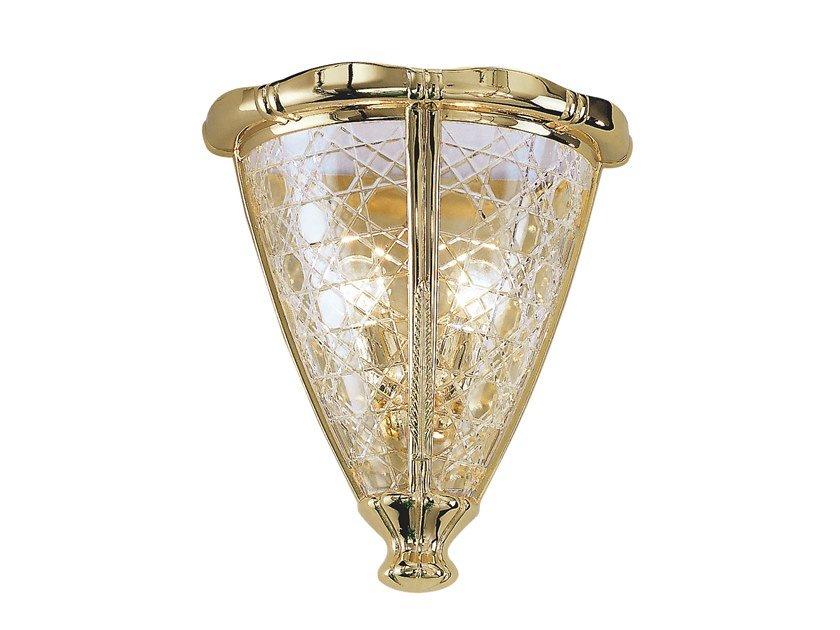 GIOTTO 1898/A2-C Gold plated wall light with crystal glass