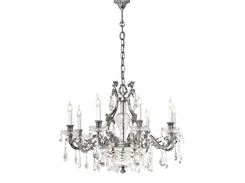 GRACE 1663/8+2-SH/G Polish nickel chandelier with Schoeler crystals