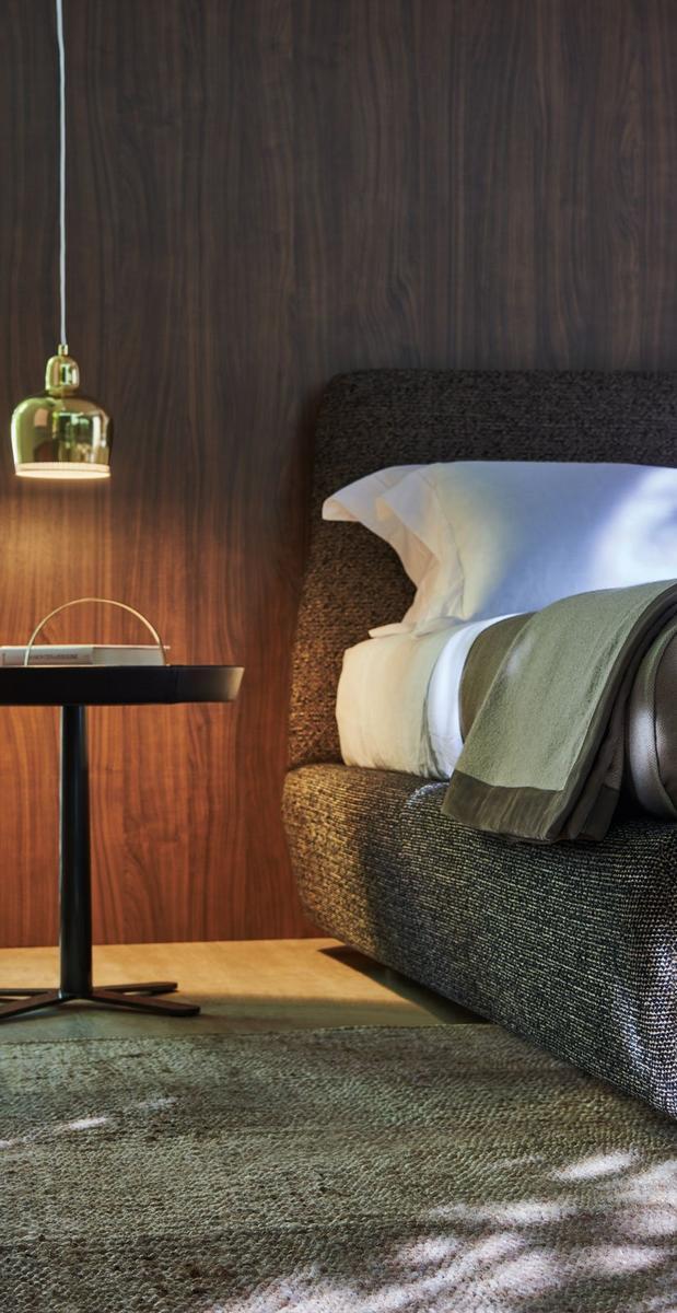 GREENWICH Fabric storage bed with upholstered headboard