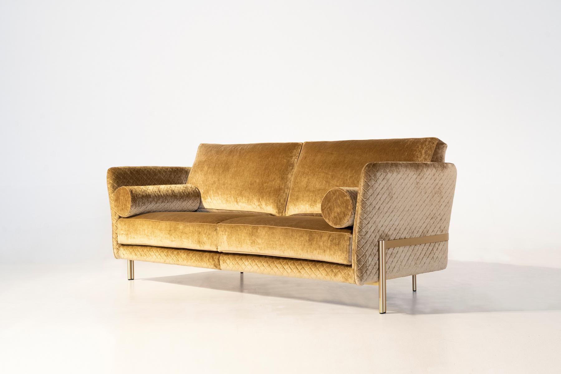 UNIVERSAL 3 seater velvet and leather sofa