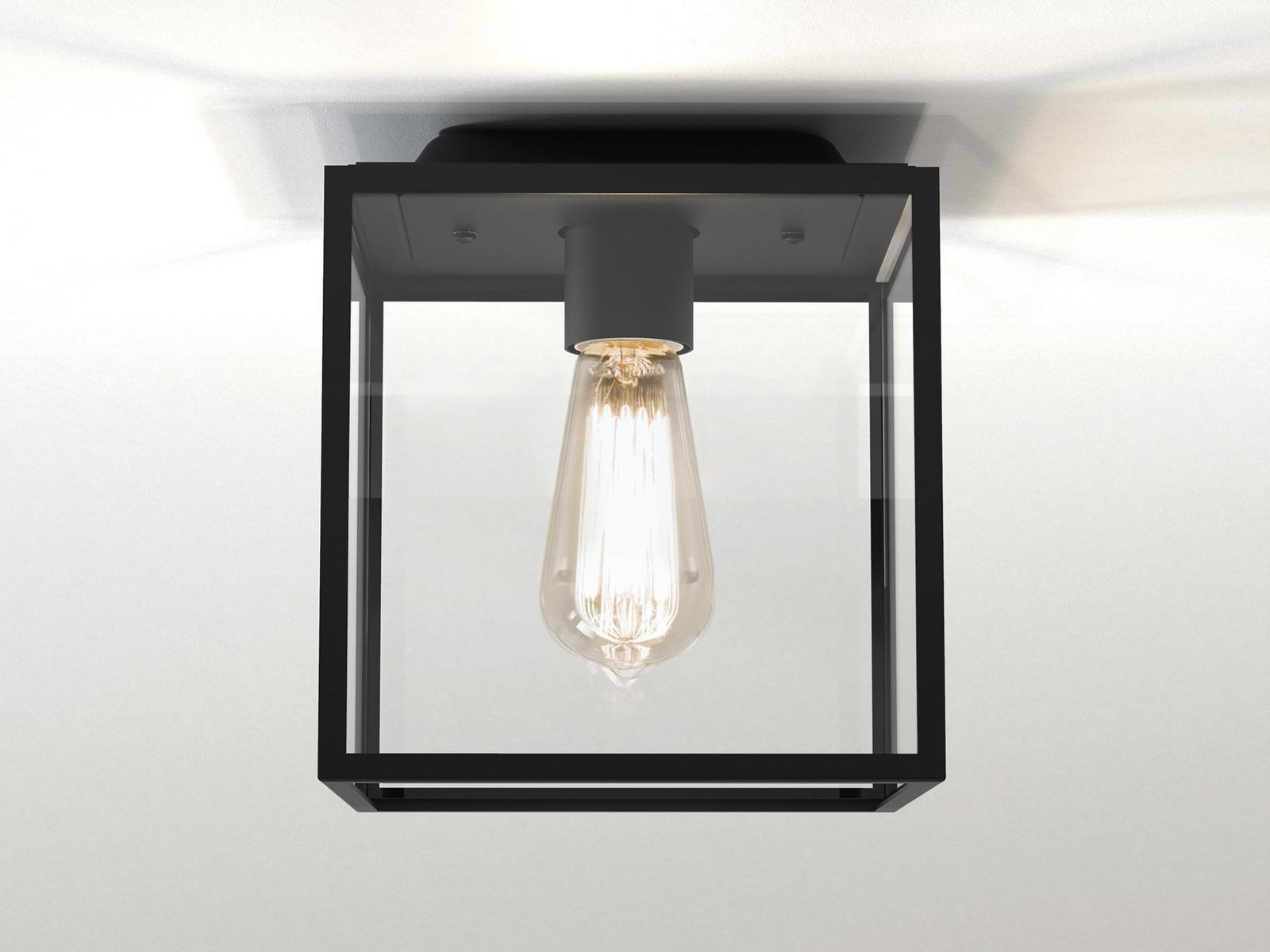 BOX Glass and Stainless Steel outdoor ceiling lamp