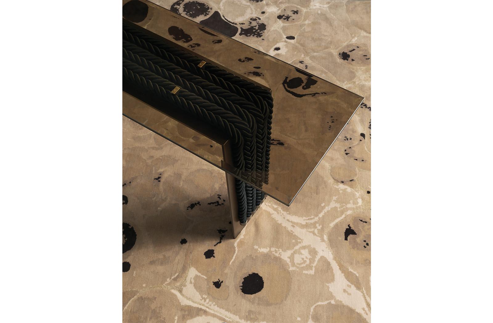 GLASGOW Rectangular metal and glass console table