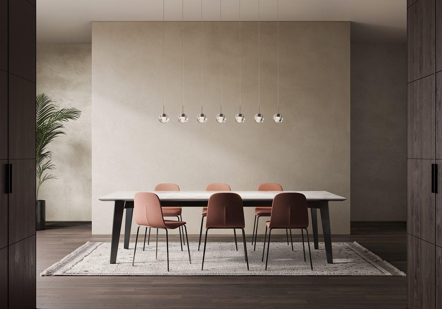 DEW LED glass and aluminium pendant lamp
